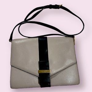 Kate spade taupe and black leather bow bag